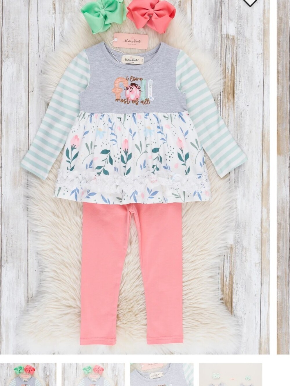 BNWT - "I Love Fall Most Of All" Floral Tiered Tunic & Leggings Set - Two sizes